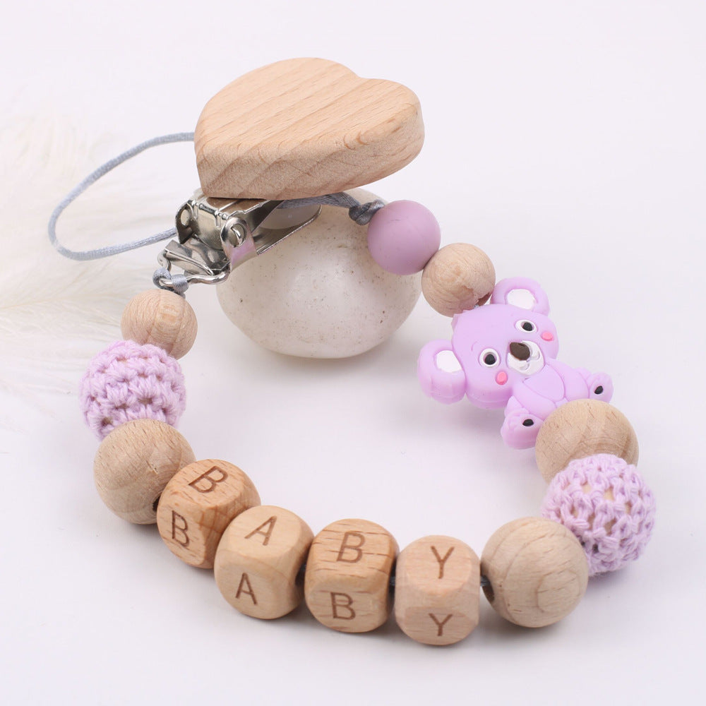 Baby products soothing beech wood mouth chain clip