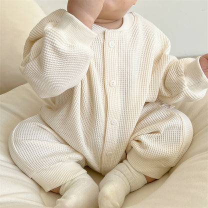 Baby Girl Solid Color Long Sleeve Bare Board Bodysuit