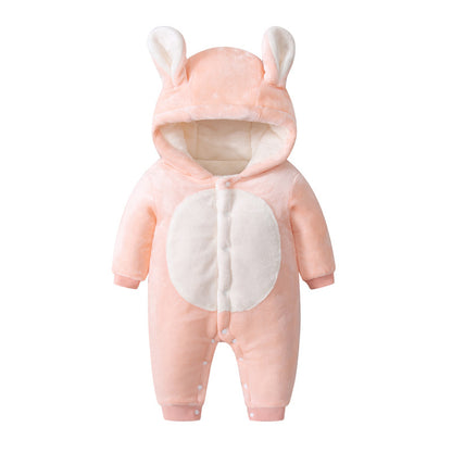 Baby Fluffy Rompers Winter Girl Boy Hooded Jumpsuit