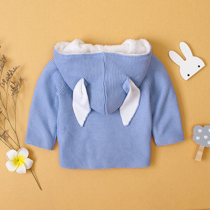 Girl's Coat Rabbit Ear Long Sleeve Baby Solid Cardigan