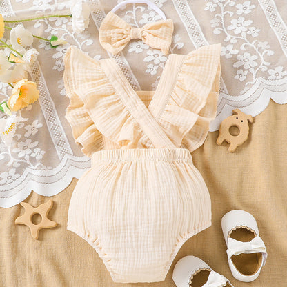 Baby Headband Newborn Girl Cotton Lace Romper