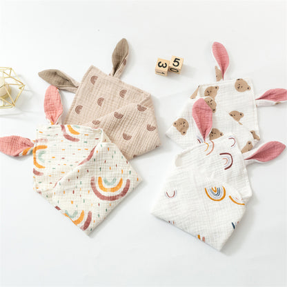 Baby Rabbit Ears Appeasing Towel Cotton Cloth To Sleep With Hug Blanket