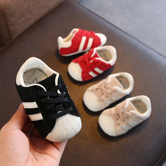 Baby spring new soft sole 0-1 year old boys and girls baby walking shoes 1-3 years old non slip shell head shoes