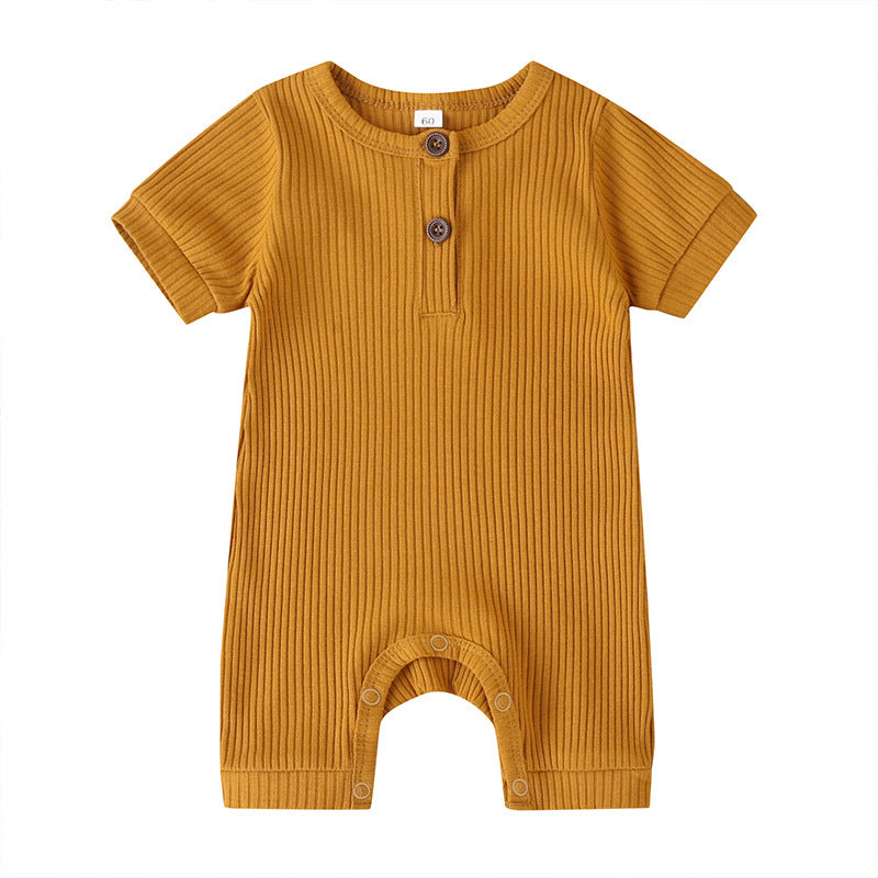 Summer short sleeve baby solid color jumpsuit