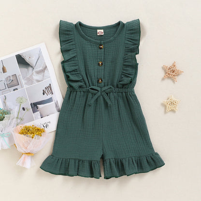 New Style Baby Sleeveless Solid Color Jumpsuit