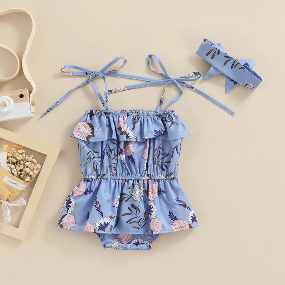 Baby Jumpsuit Floral Strap Baby's Gown