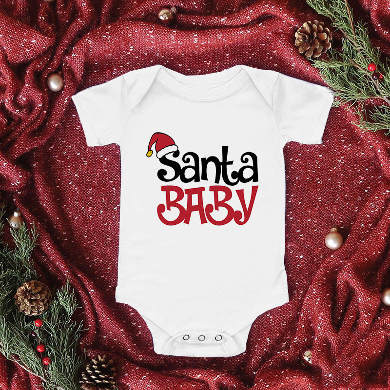 Baby Santa Print Triangle Short Sleeve Romper