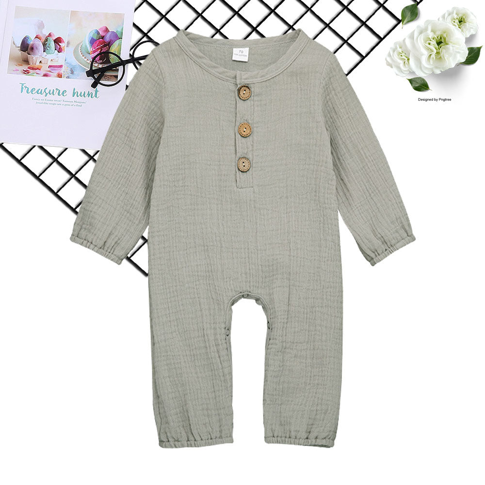 Baby Long-sleeved One-piece Cotton And Linen Romper