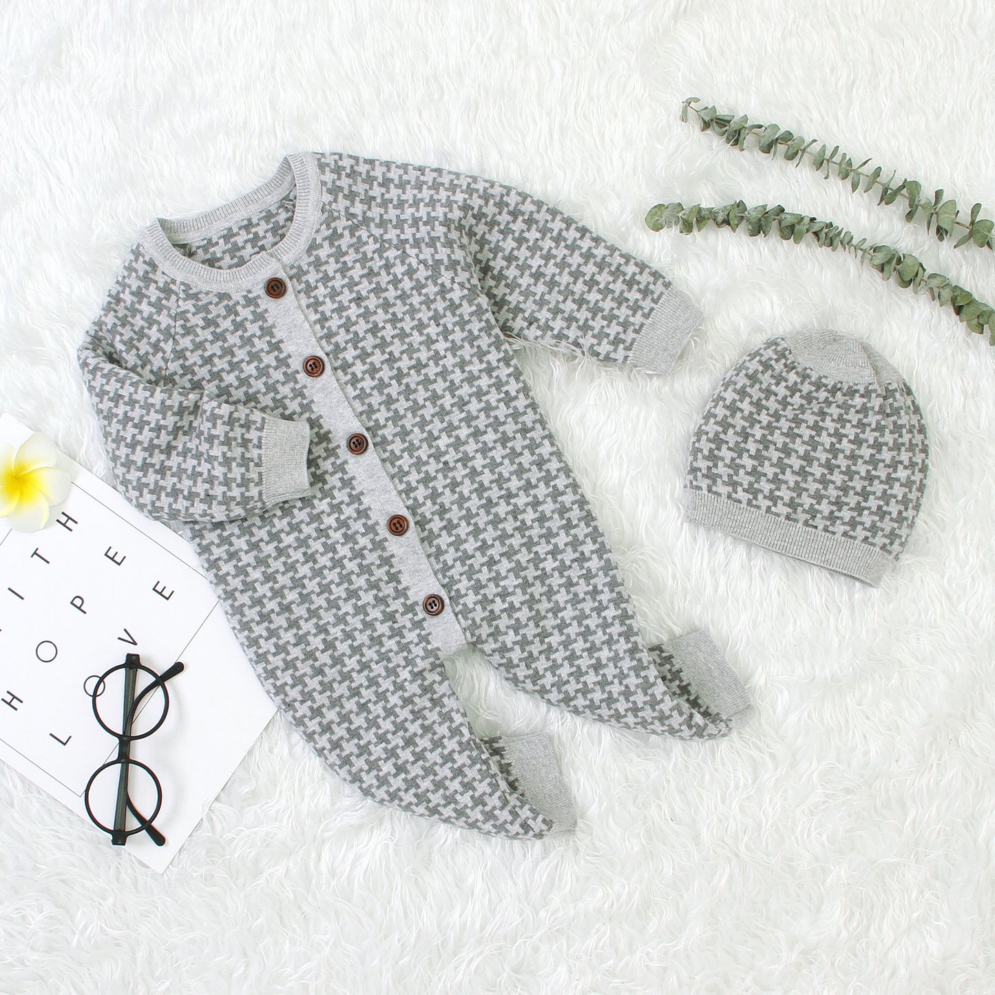 Baby Knitted Onesie Cotton Long Sleves