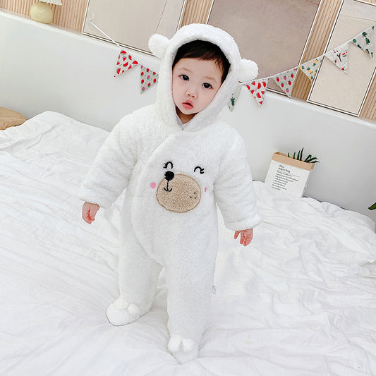 Season Baby Thickened Jumpsuit Shu Cotton Velvet Jumpsuit Newborn Winter Baby & Kids Clothes Romper