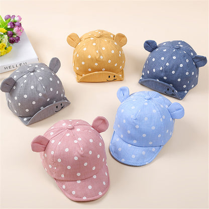 Children's Hat Baby Cuffed Hat Cotton Polka Dot Ears Baby Sun Hat