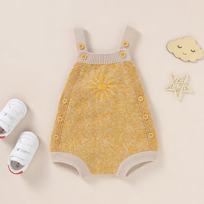 Baby Embroidered Strap Knitted Jumpsuit Autumn Winter