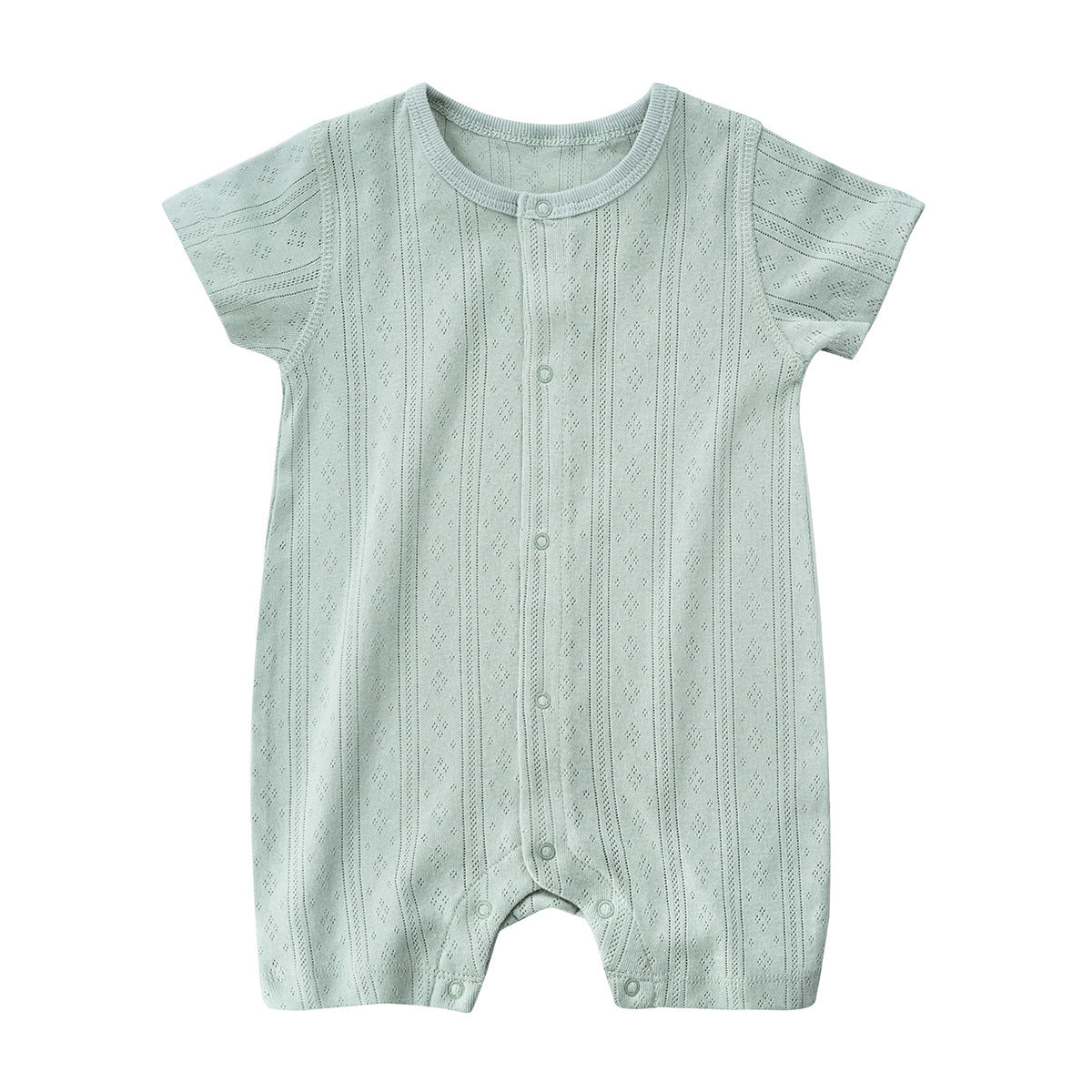 Pure Color Thin Breathable Button Baby Jumpsuit