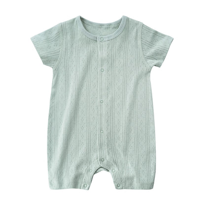 Pure Color Thin Breathable Button Baby Jumpsuit