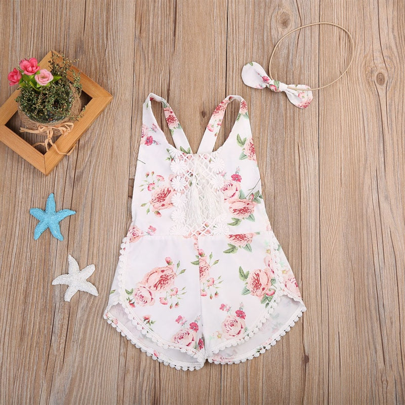 Baby Kid Floral Romper Spring Summer Girl Clothes Sleeveless Jumpsuit