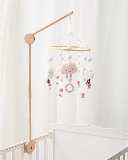 Newborn Wooden Bed Bell Bracket Set Mobile Hanging Rattle