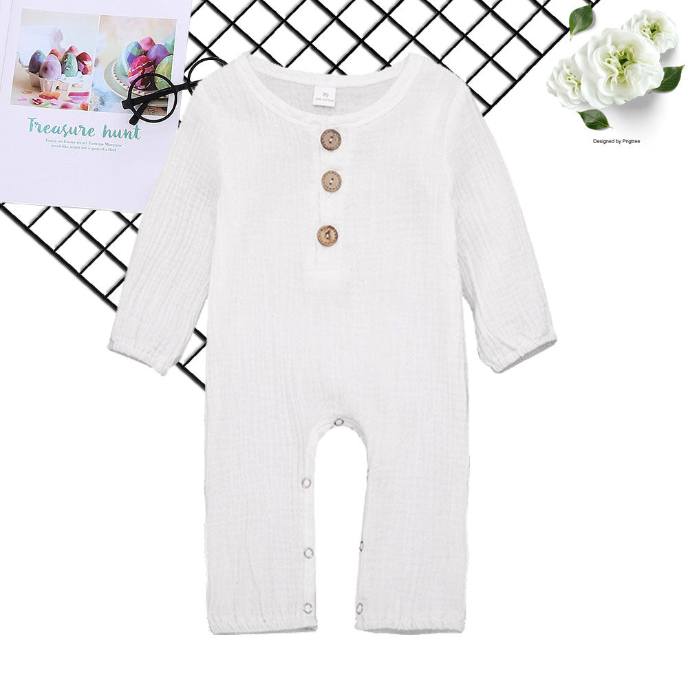 Baby Long-sleeved One-piece Cotton And Linen Romper