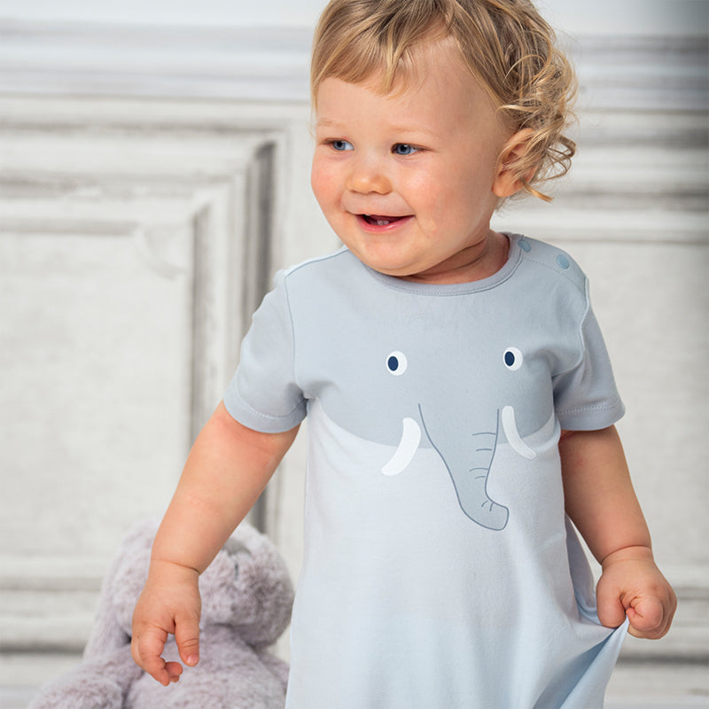 Light blue short sleeve baby jumpsuit