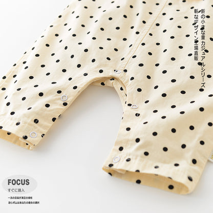 Male And Female Baby Polka Dot Solid Color Shoulder Strap Adjustable Overalls