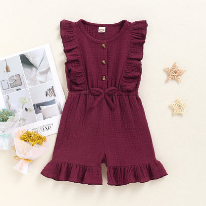 New Style Baby Sleeveless Solid Color Jumpsuit