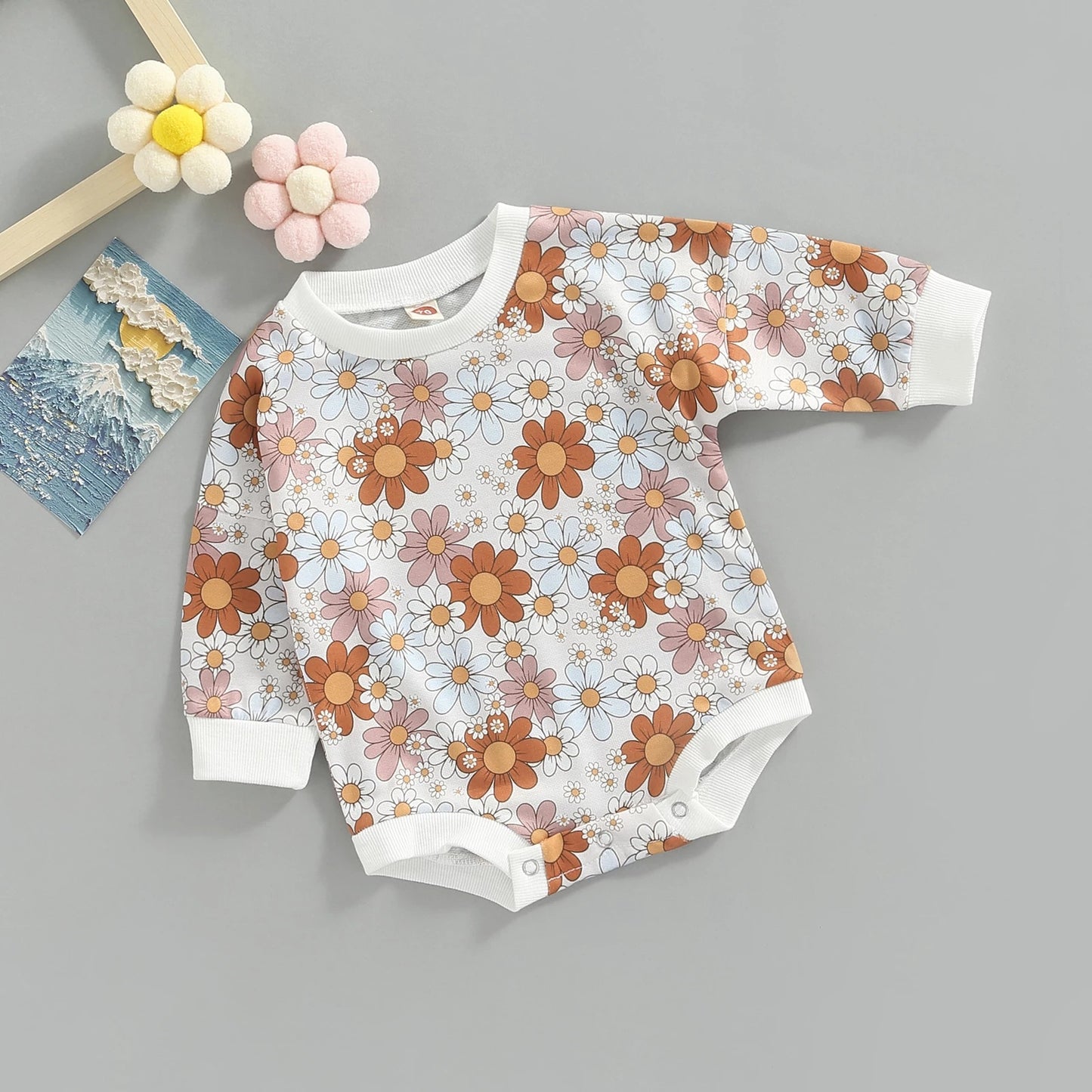 Baby Long Sleeve Little Daisy Printed Romper