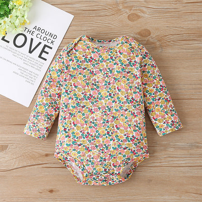 Baby Long-sleeved Bodysuit and Hooded Sweater Floral Polkadot Autumn Winter Babt Toddler Children's Suit