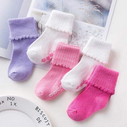 Breathable Baby Lace Cotton Children's Socks Turn Over Children's Socks Manufacturers