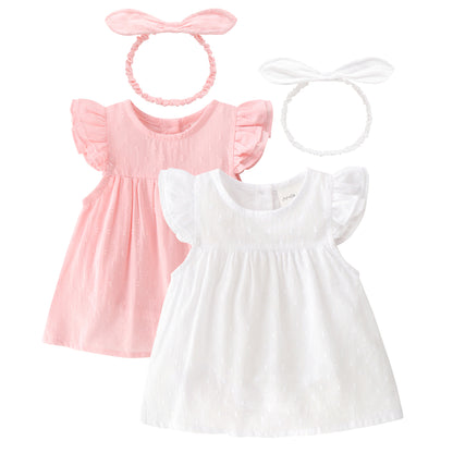 Summer Baby Girl Princess Style Lace Dress With Headband