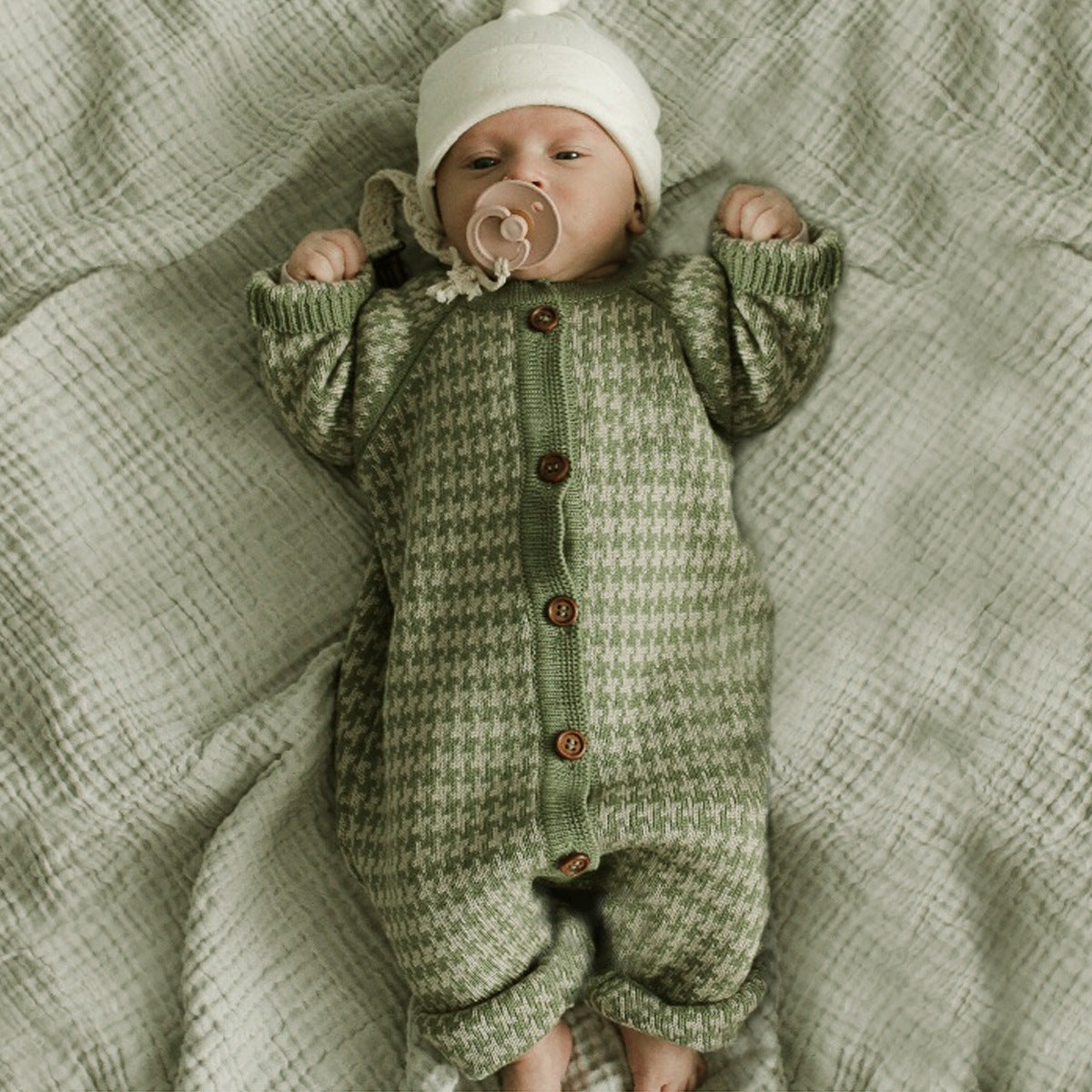 Baby Knitted Onesie Cotton Long Sleves