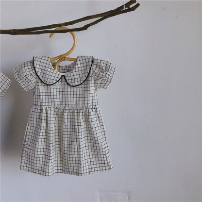 Baby Summer Boys And Girls Baby Dress Short Sleeve Plaid