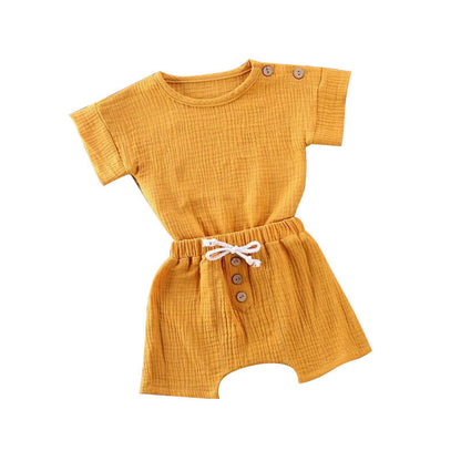 Baby Short Sleeve Shorts Gauze Casual Homewear