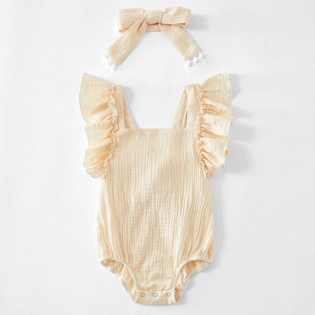 Solid color ruffled baby robe