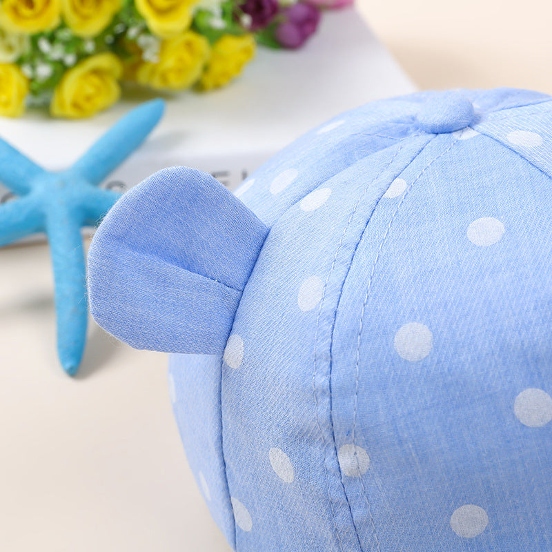 Children's Hat Baby Cuffed Hat Cotton Polka Dot Ears Baby Sun Hat