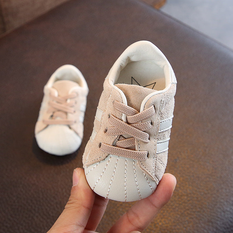 Baby spring new soft sole 0-1 year old boys and girls baby walking shoes 1-3 years old non slip shell head shoes