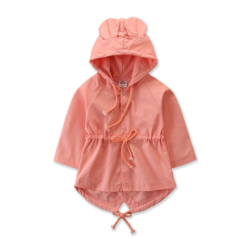 Children's Cute Bunny Ears Trench Coat