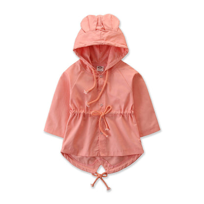 Children's Cute Bunny Ears Trench Coat