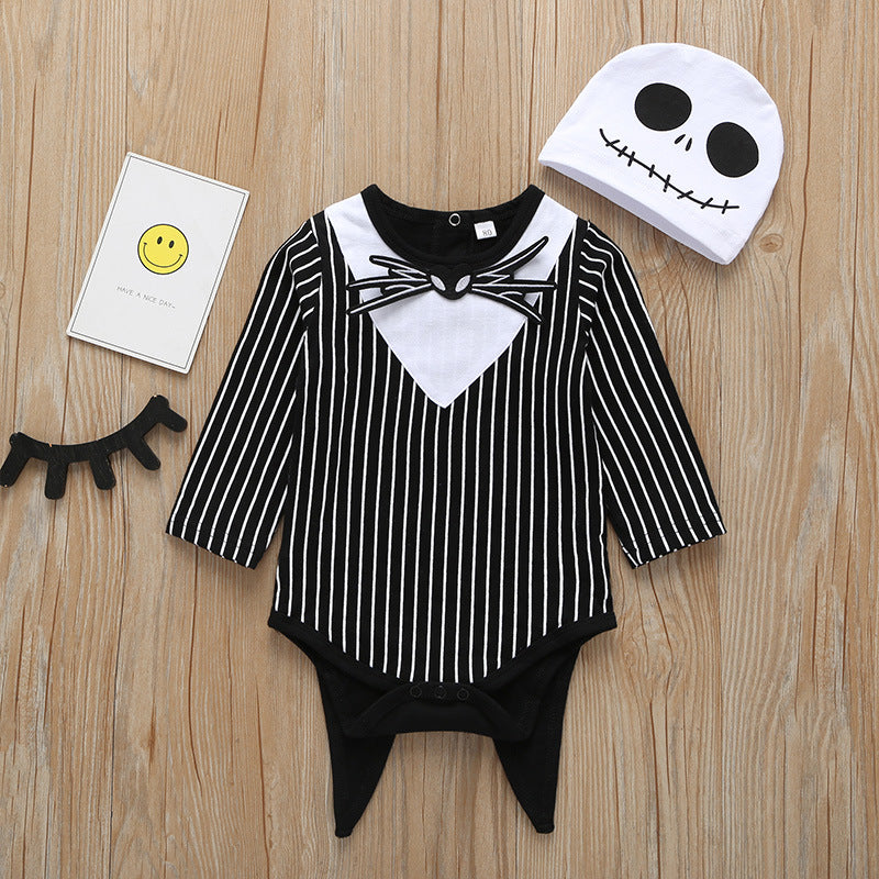 Black bat striped swallowtail baby romper