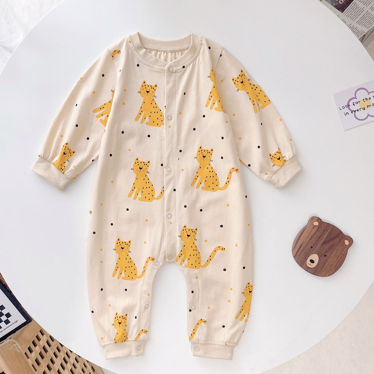 Simple Cartoon Print Cotton Baby Bodysuit