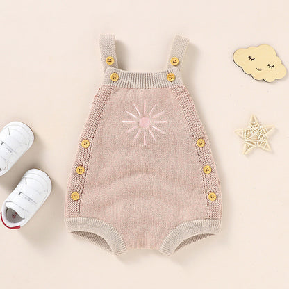 Baby Embroidered Strap Knitted Jumpsuit Autumn Winter