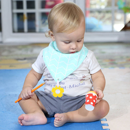 Cotton Baby Bandana Bib And Teething Toy