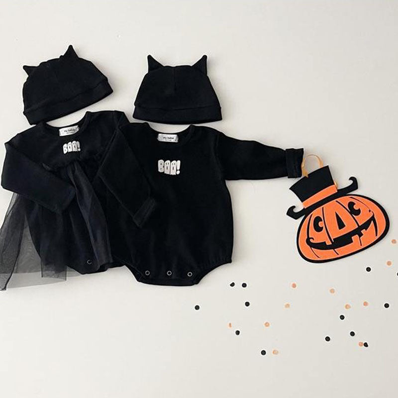 Korean Style Long Sleeve Baby Crawling Suit Jumpsuit Halloween Little Ghost Print Crawling Suit Butt Wrap Clothes