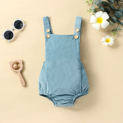 Baby Fashion Solid Color Sleeveless Strap Jumpsuit