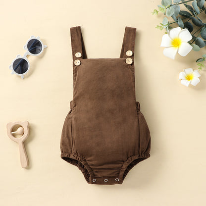 Baby Fashion Solid Color Sleeveless Strap Jumpsuit