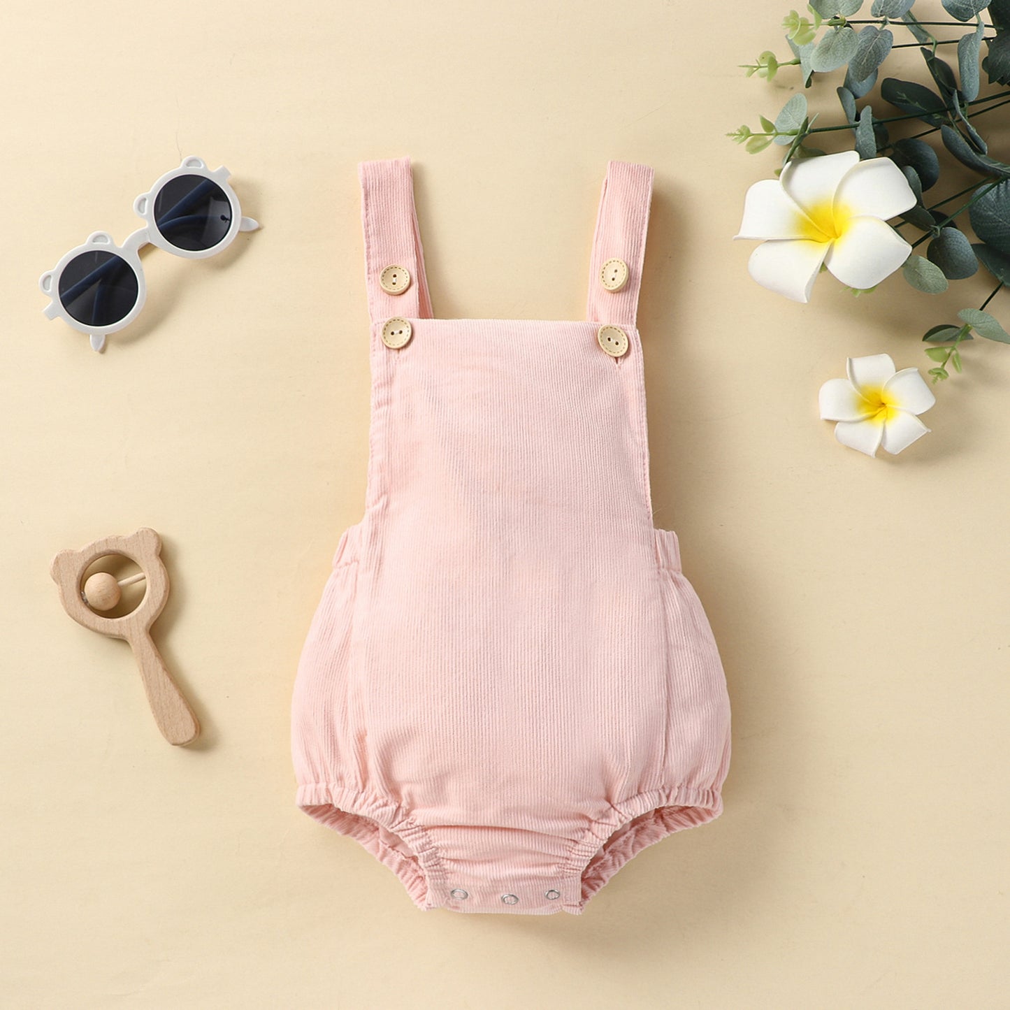 Baby Fashion Solid Color Sleeveless Strap Jumpsuit