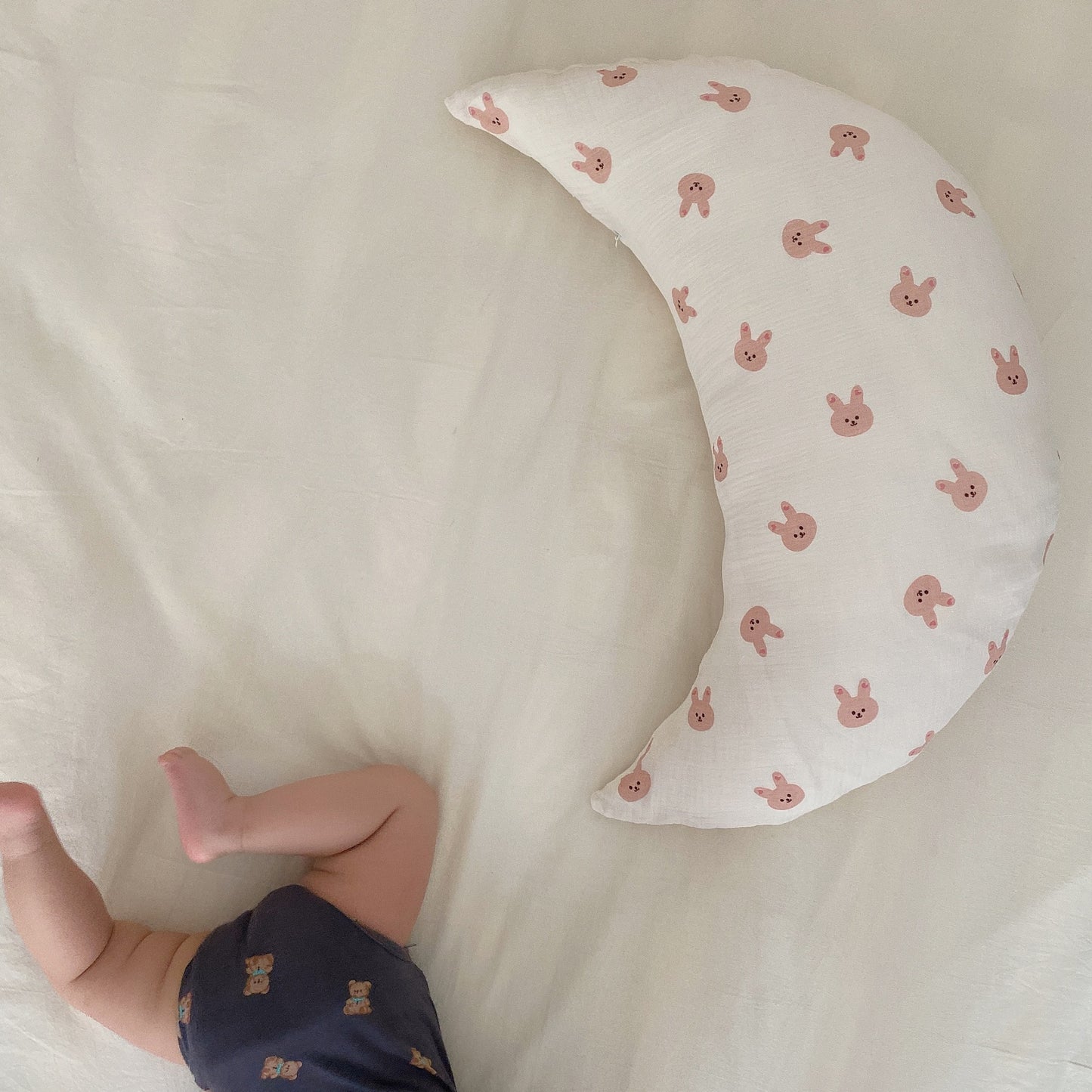 Simple Printed Cartoon Baby Sleeping Crescent Pillow