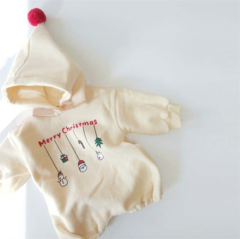 Male And Female Baby Snowman Fleece Sweater One-piece Romper Romper