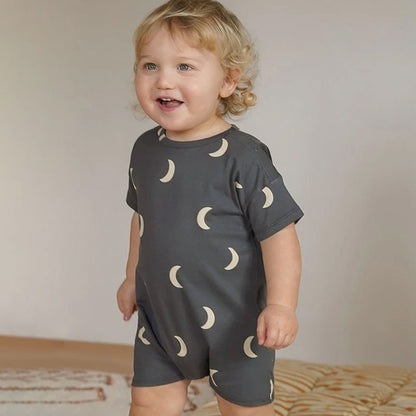 Baby Cotton Moon Romper Short Sleeve Bodysuit Spring Summer Pajamas