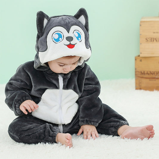 Baby Flannel Animal Pajamas Outwear Jumpsuit