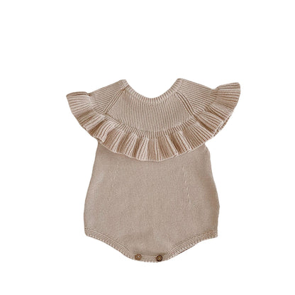 Baby Knitted Ruffled Sleeveless Romper Hat