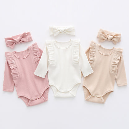 Ruffle Sleeve Baby Long Sleeve Triangle Bodysuit